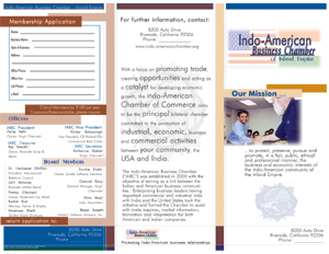 Indo-American Business Chamber tri-fold brochure sample