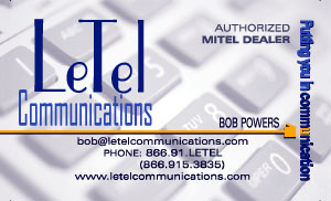 LeTel  Communications business card front